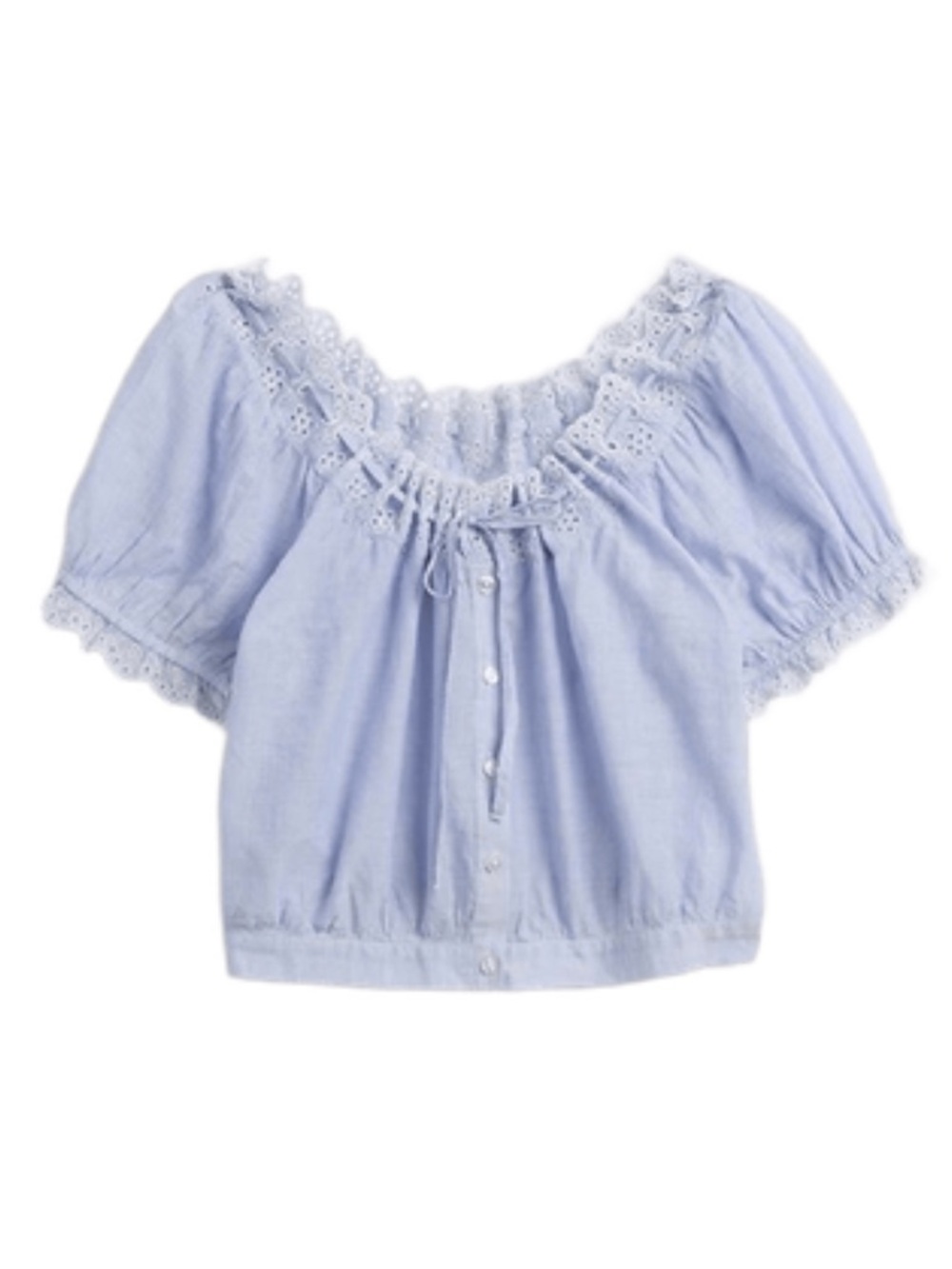 GAP 100% Cotton Blue Stripe Adjustable Eyelet Crop Top | Like-New